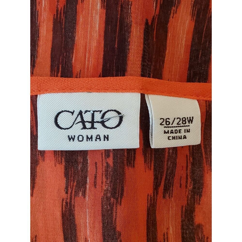 Cato Women's Orange 100% Polyester Round Neck Long Sleeve Top Blouse Size 26/28W - Picture 8 of 13